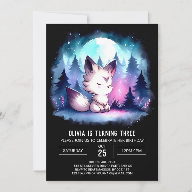 Enchanted Fun Wolf Birthday Invitation (Front)