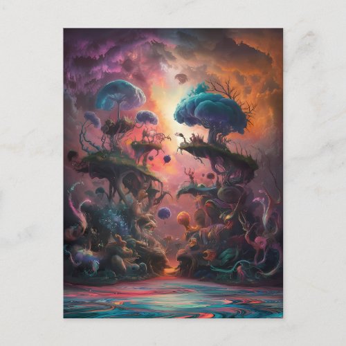 Enchanted Fungi Dance on Water Postcard