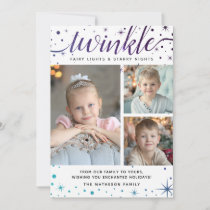 Enchanted Galaxy Stars TWINKLE | Teal &amp; Purple Holiday Card