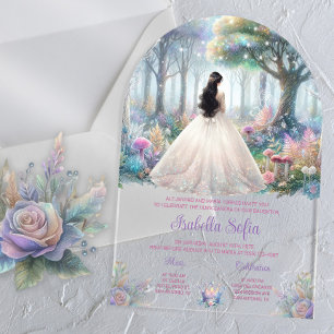 Enchanted Garden Acrylic Quinceañera Invitations