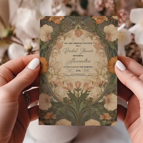 Enchanted Garden Art Nouveau Bridal Shower  Invitation