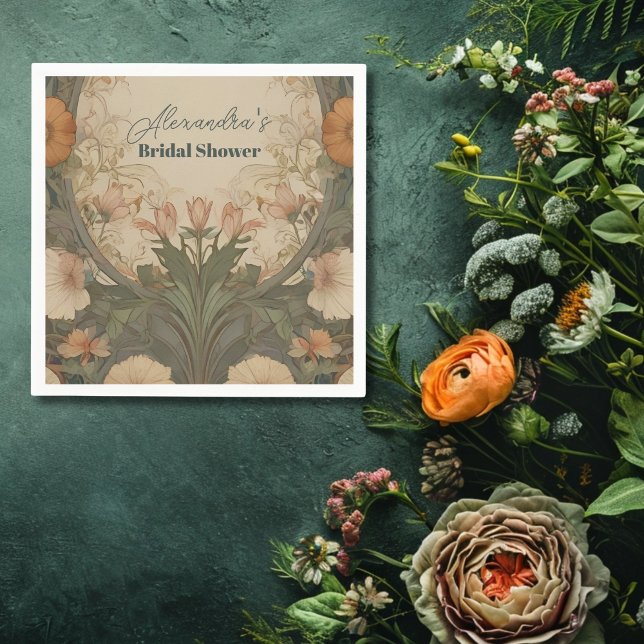 Enchanted Garden Art Nouveau Bridal Shower  Napkins (Creator Uploaded)
