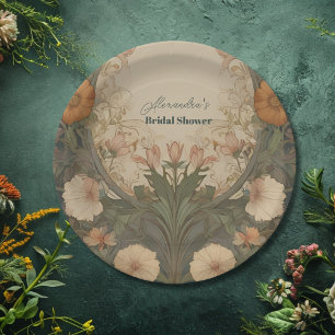 Enchanted Garden Art Nouveau Bridal Shower Paper Plates