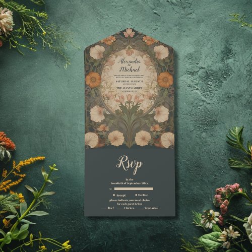 Enchanted Garden Art Nouveau Wedding  All In One Invitation