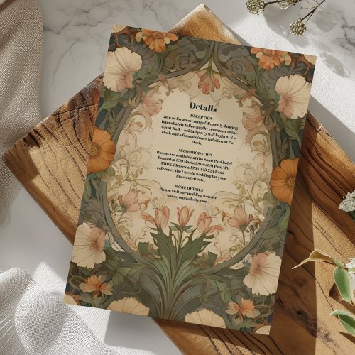 Enchanted Garden Art Nouveau Wedding  Enclosure Card