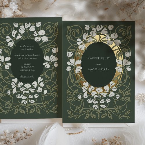 Enchanted Garden Art Nouveau Wedding Foil Invitation