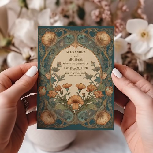 Enchanted Garden Art Nouveau Wedding Invitation