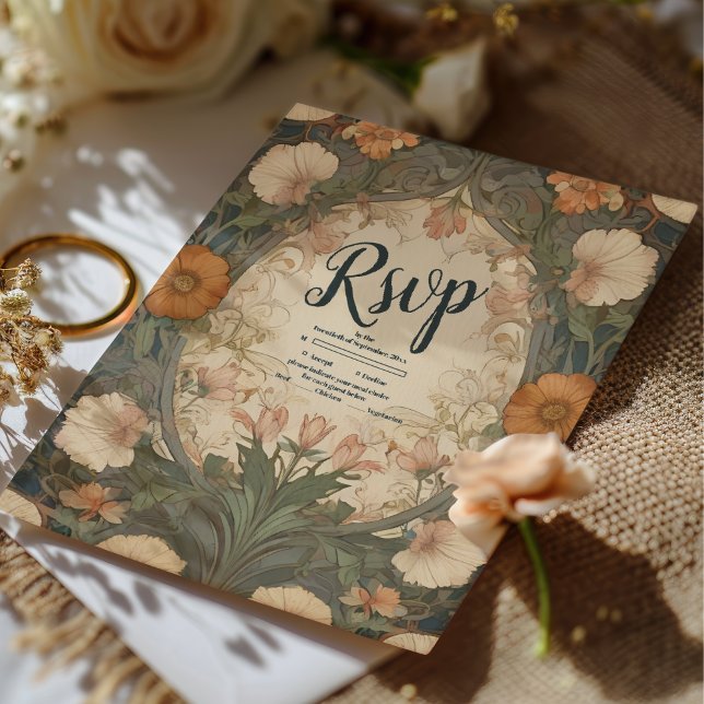 Enchanted Garden Art Nouveau Wedding  RSVP Card (Creator Uploaded)