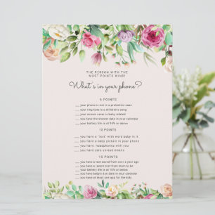 enchanted garden Baby Shower phone game card