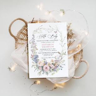 Enchanted Garden Bird Butterfly Pastel Baby Shower Invitation