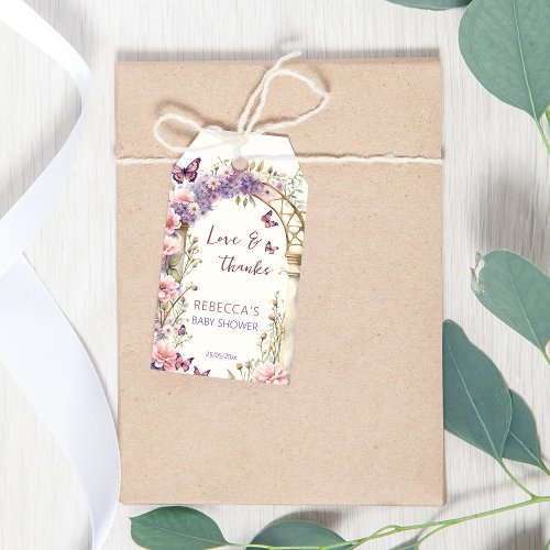 Enchanted garden butterflies baby shower favor gift tags