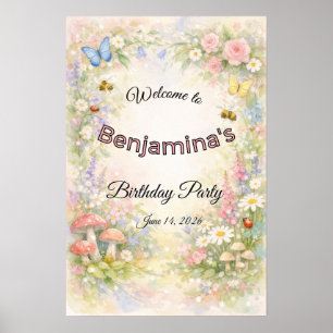 Enchanted Garden Butterflies & Florals Party  Poster