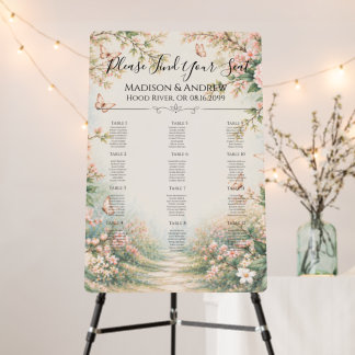 Enchanted Garden Butterfly Wedding Seating Chart Foam Board