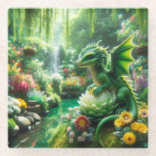 Enchanted Garden Dragon Glass Coaster