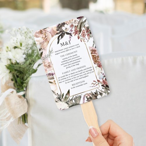 Enchanted Garden Elegant Floral Boho Program Hand  Hand Fan