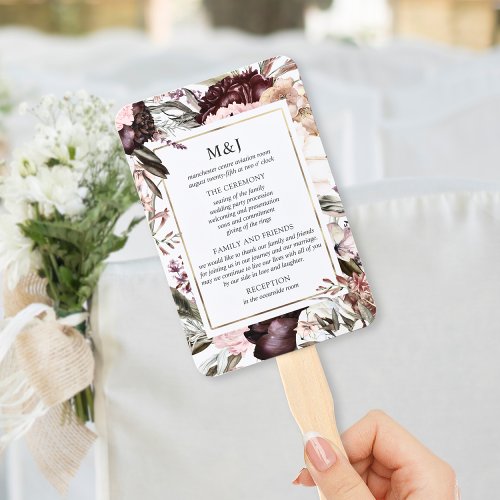 Enchanted Garden Elegant Floral Boho Program Hand  Hand Fan