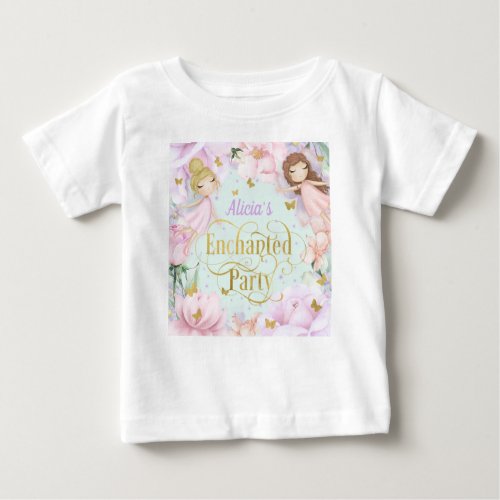 Enchanted garden fairy 1st birthday Baby T_Shirt