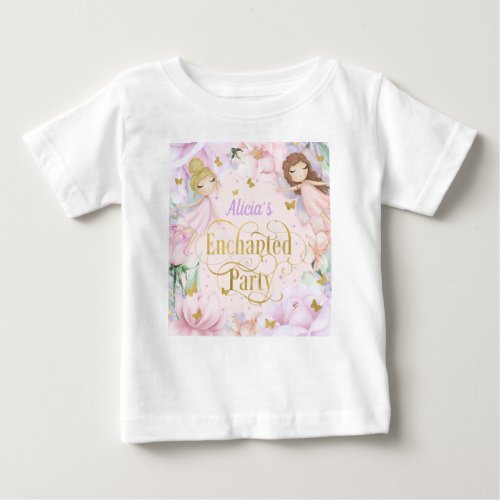 Enchanted garden fairy 1st birthday baby T_Shirt