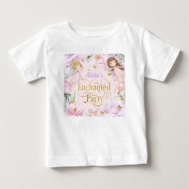 Enchanted garden fairy 1st birthday baby T-Shirt (Front)