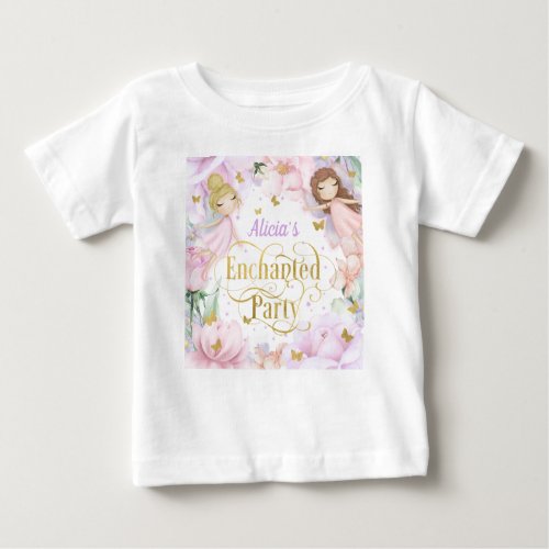 Enchanted garden fairy 1st birthday baby T_Shirt