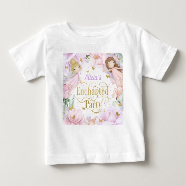 Enchanted garden fairy 1st birthday baby T-Shirt (Front)