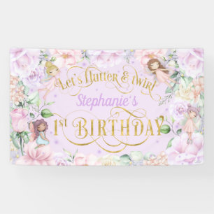 Enchanted garden Fairy, 1st birthday backdrop Bann Banner