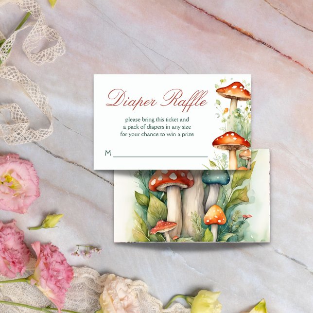 Enchanted garden fairy baby shower diaper raffle enclosure card (Enchanted forest garden fairy baby shower diaper raffle enclosure card magic mushrooms raffle ticket)