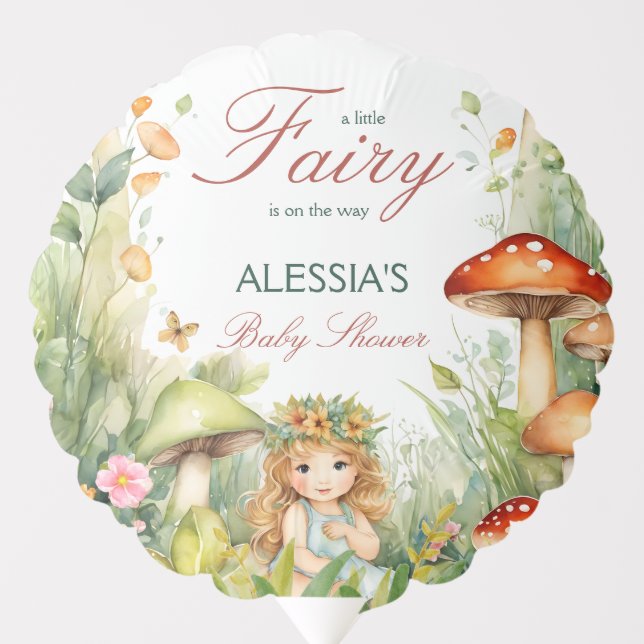 Enchanted garden fairy baby shower printed balloon (Front)