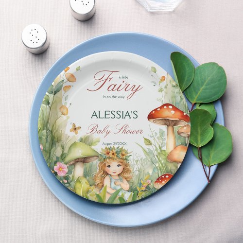 Enchanted garden fairy baby shower printed paper plates