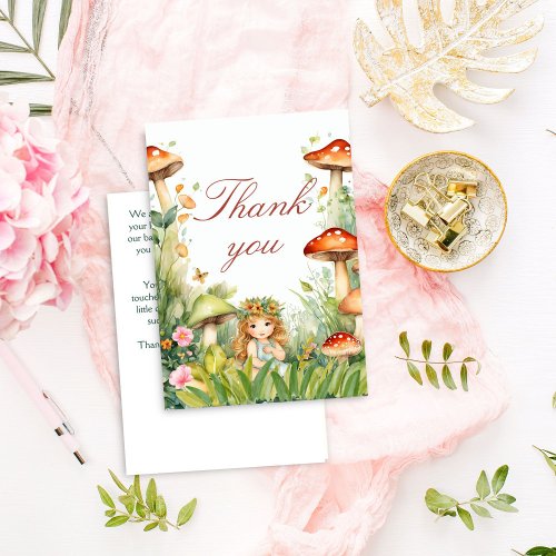 Enchanted garden fairy baby shower thank you card