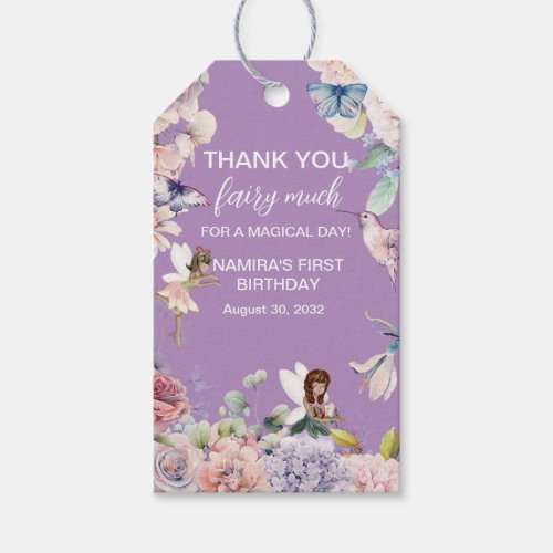 Enchanted Garden Fairy Birthday Favor Gift Tags