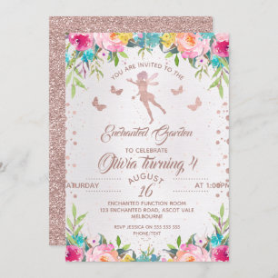 Enchanted Garden Fairy Birthday Invitation