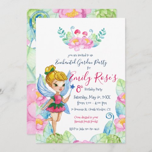 Enchanted Garden Fairy Birthday Invitation