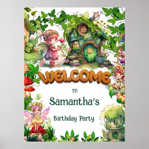 Enchanted Garden Fairy Birthday Welcome Poster