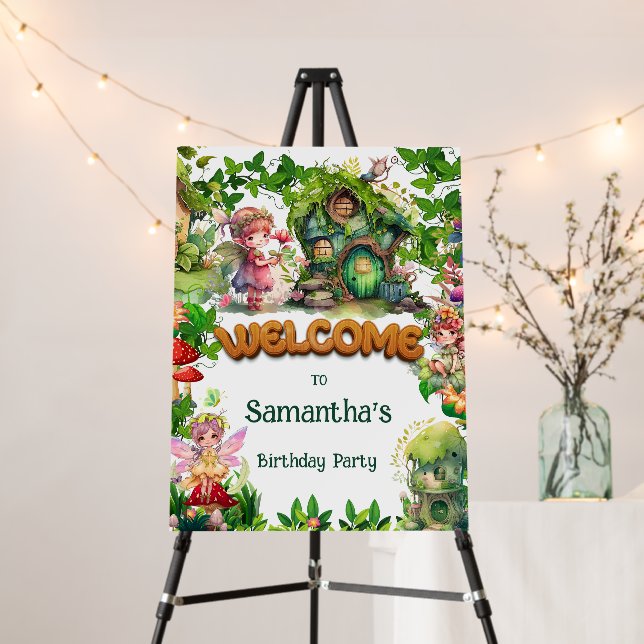 Enchanted Garden Fairy Birthday Welcome Sign (In Situ (Stand))