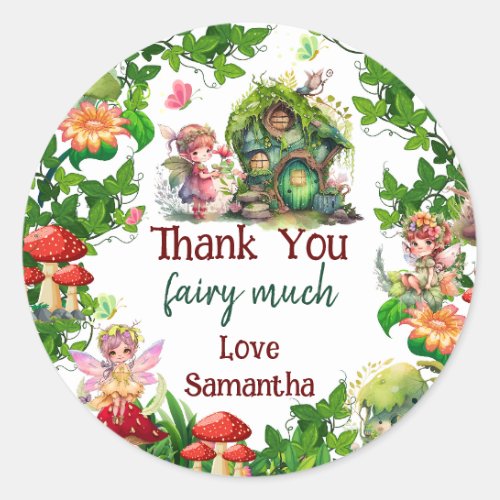 Enchanted Garden Fairy Girl Birthday Favor Gift Classic Round Sticker