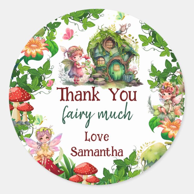 Enchanted Garden Fairy Girl Birthday Favor Gift Classic Round Sticker (Front)