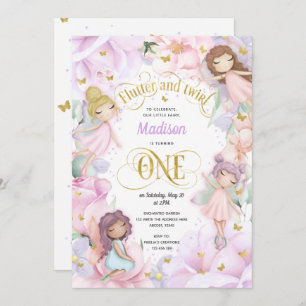 Enchanted Garden Fairy, Pink purple flowers Invitation