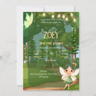 Enchanted Garden Fairy with Butterfly  Invitation