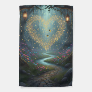 Enchanted garden Fireflies and Lanterns illuminate Garden Flag