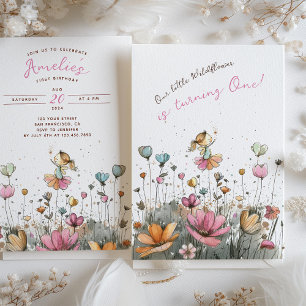Enchanted Garden First Birthday Party Invitation