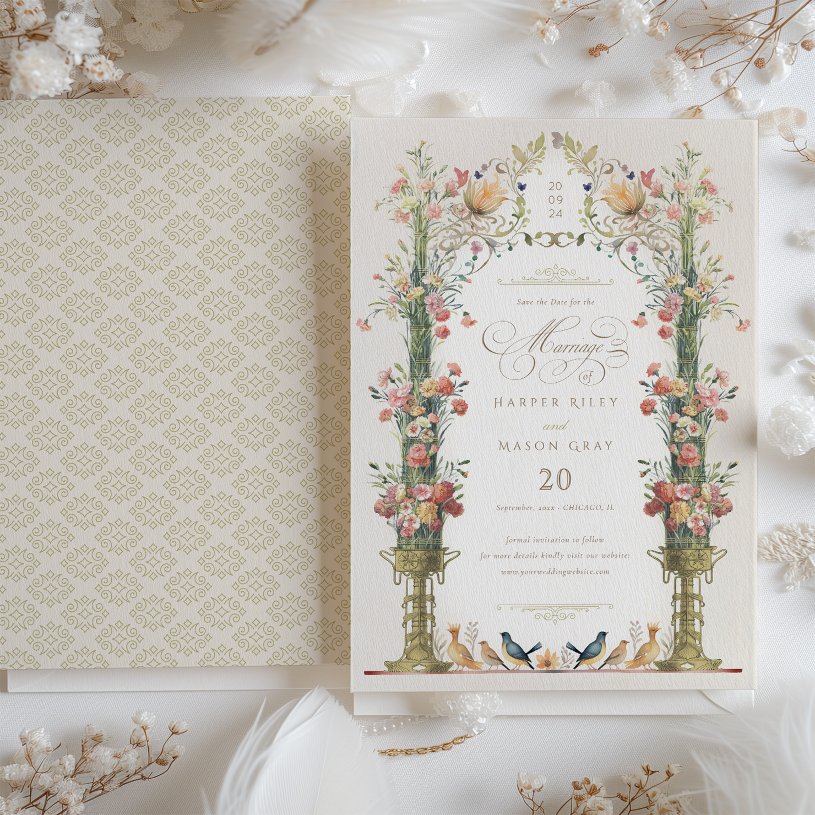 Enchanted Garden Floral Save the Date Wedding                    Invitation