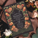 Enchanted Garden Floral Sweet 16 Birthday Invitation<br><div class="desc">Celebrate your Sweet 16 in style! Our birthday party invitations feature a stunning red floral frame against a black background with chic gold accents. Perfect for a vibrant,  unforgettable celebration! PLEASE NOTE: The Gold featured in this product's design is NOT real foil and is printed flat.</div>