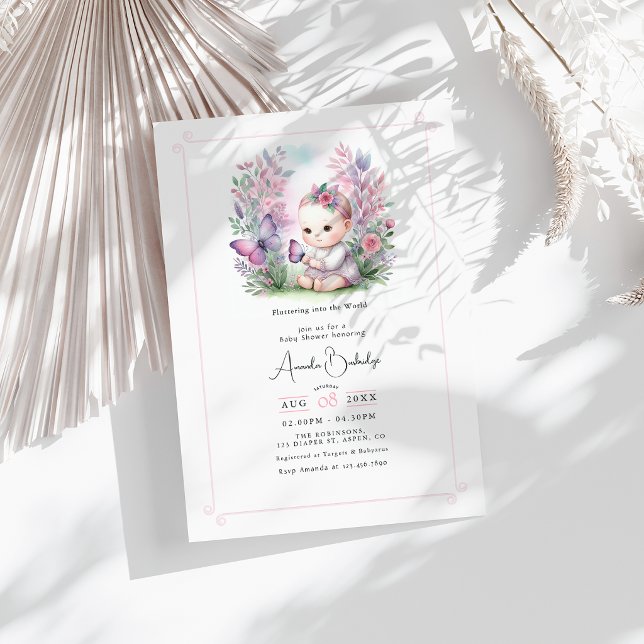 Enchanted Garden Flutter Love Baby Shower Invitation (Enchanted Garden Flutter Love Baby Shower Invitation)