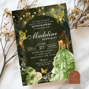 Enchanted Garden Forest Butterfly Quinceanera Invitation