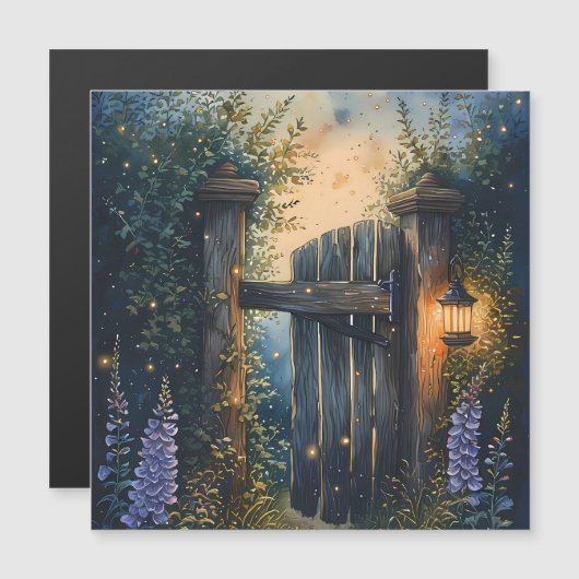 Enchanted Garden Gate Firefly Sky Magnetic Card (Front/Back)
