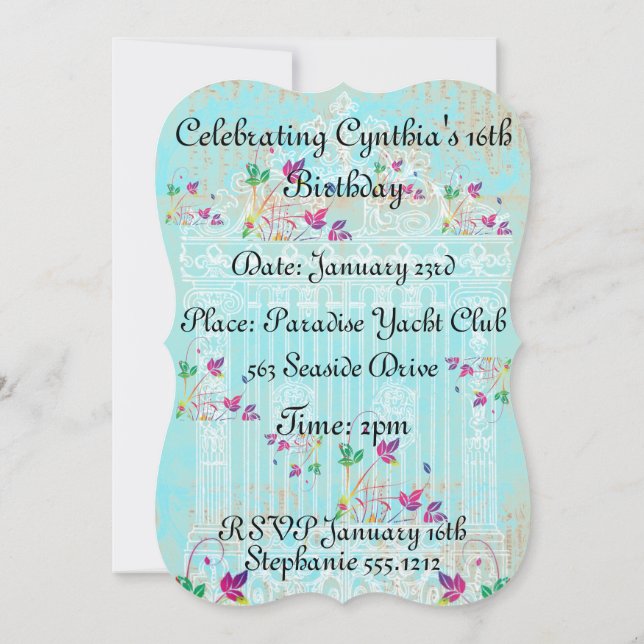 Enchanted Garden Gate Invitation (Back)
