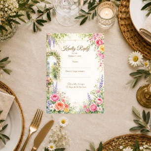 Enchanted Garden Gate Romance Wedding RSVP Card