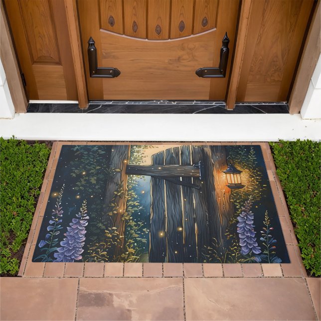 Enchanted Garden Gate Under Firefly Sky Doormat (Outdoor)