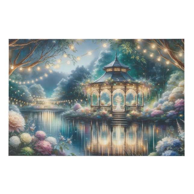 Enchanted Garden Gazebo Twilight Reflection Faux Canvas Print (Front)